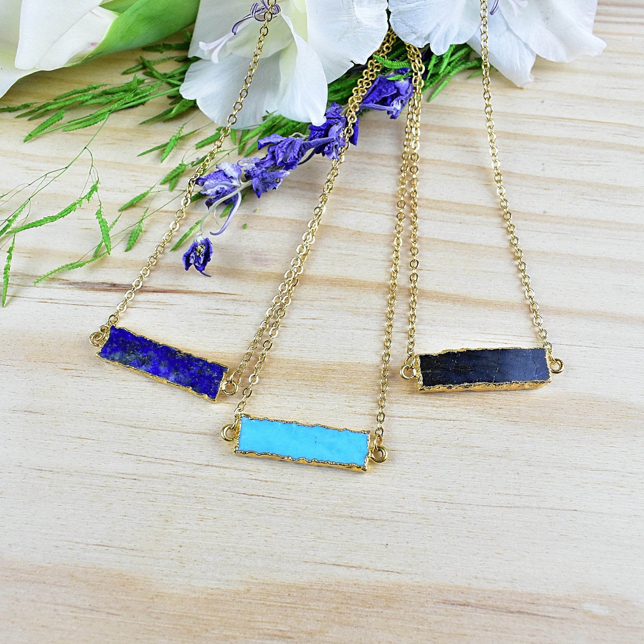 Gemstone bar deals necklace