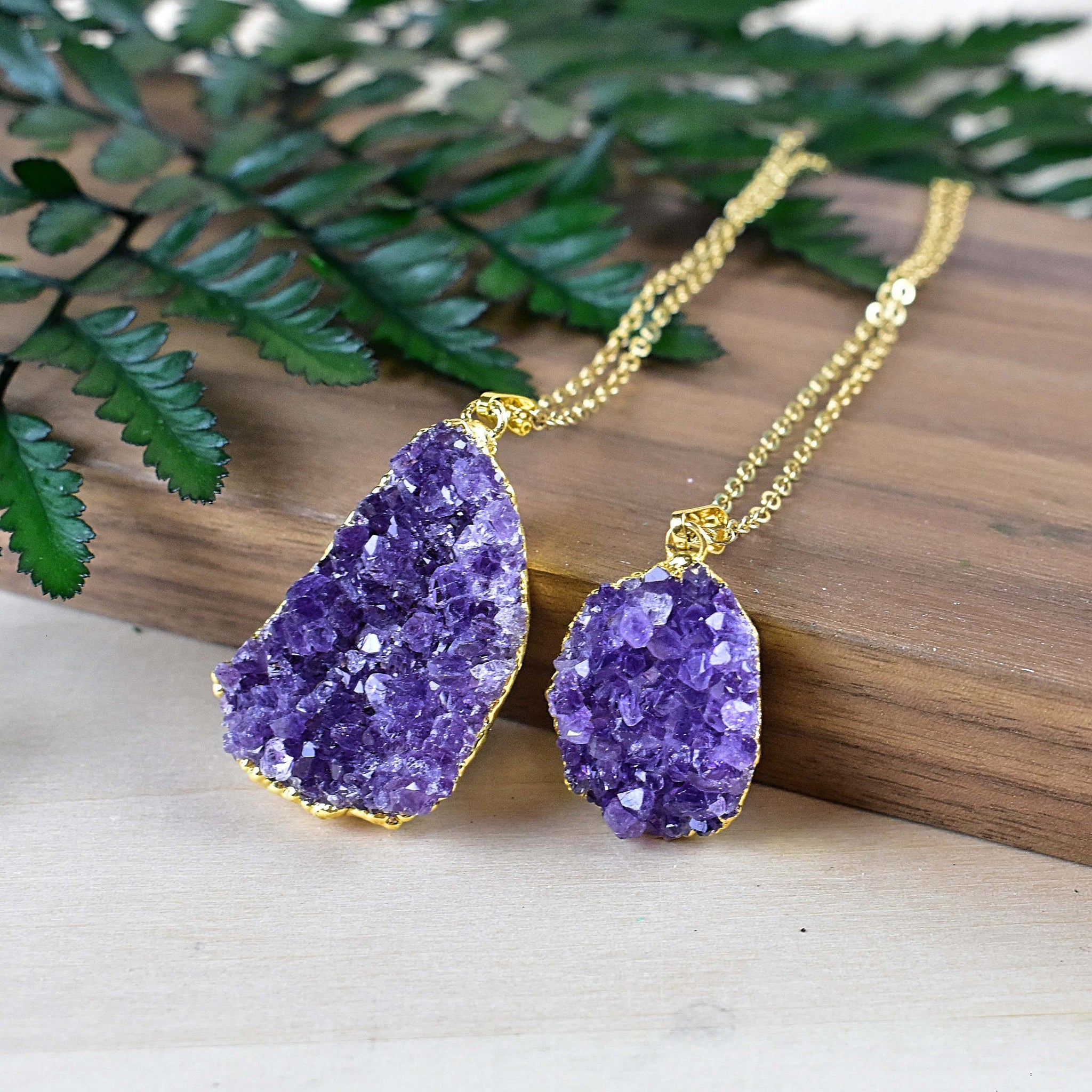 Amethyst druzy online necklace