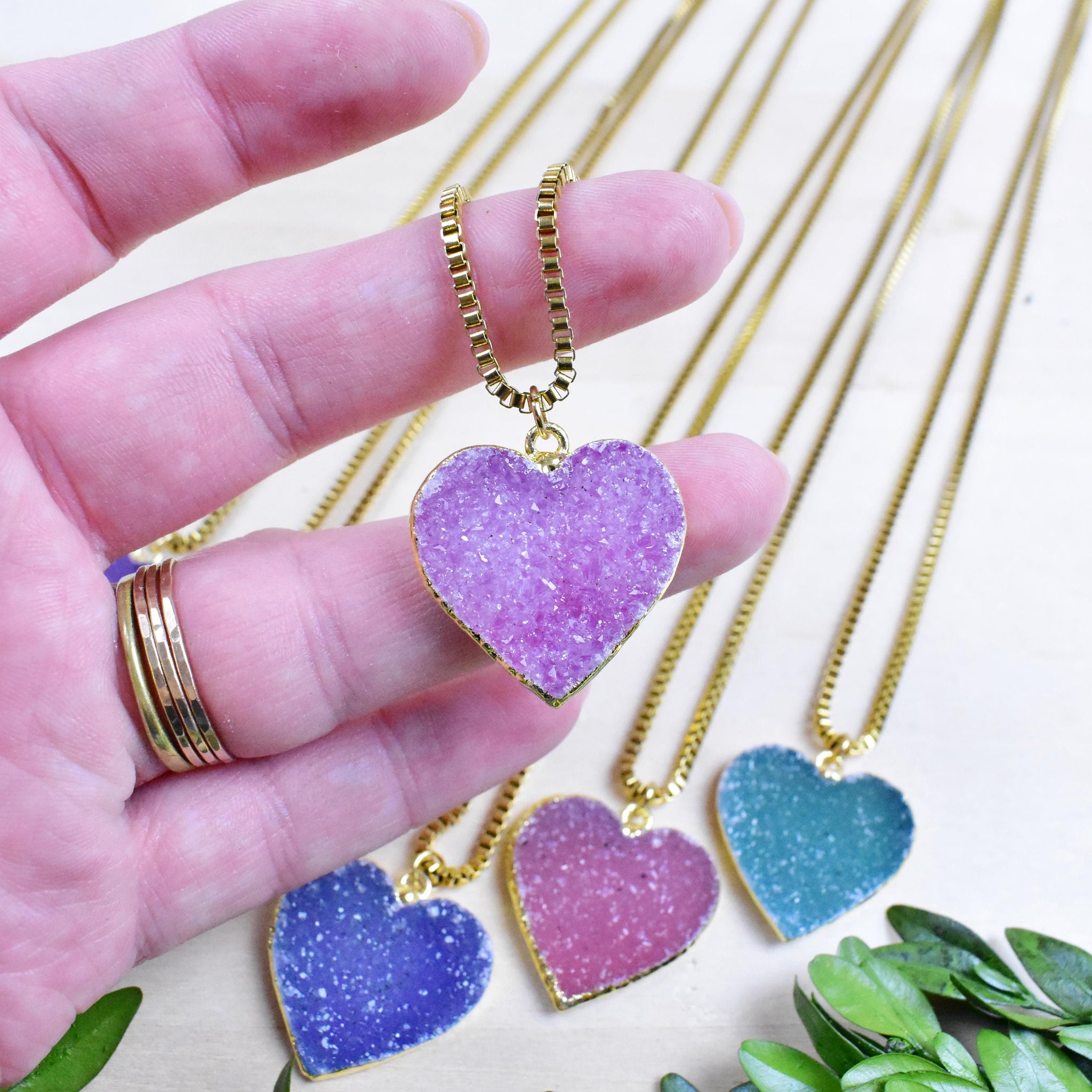 Gold on sale druzy necklace