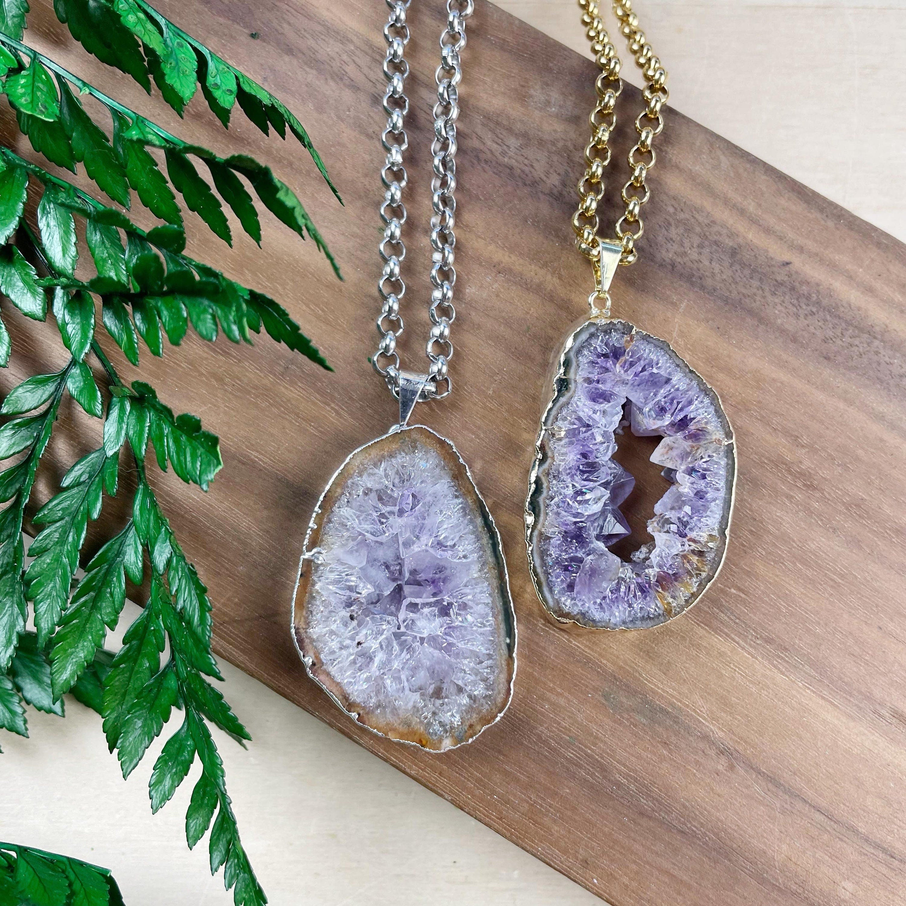 Geode slice deals necklace